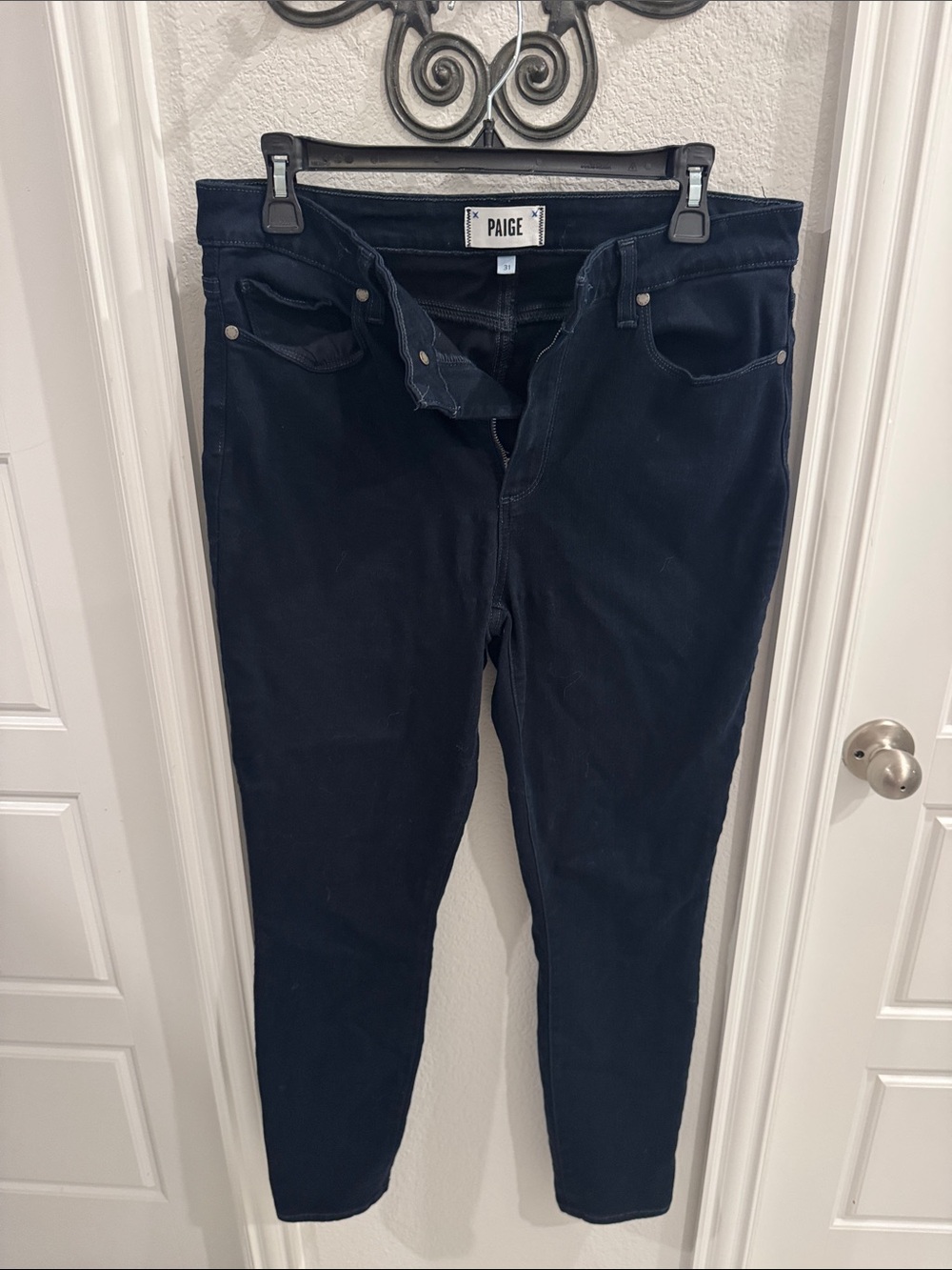 PAIGE HOXTON ANKLE Dark Navy Skinny Jeans